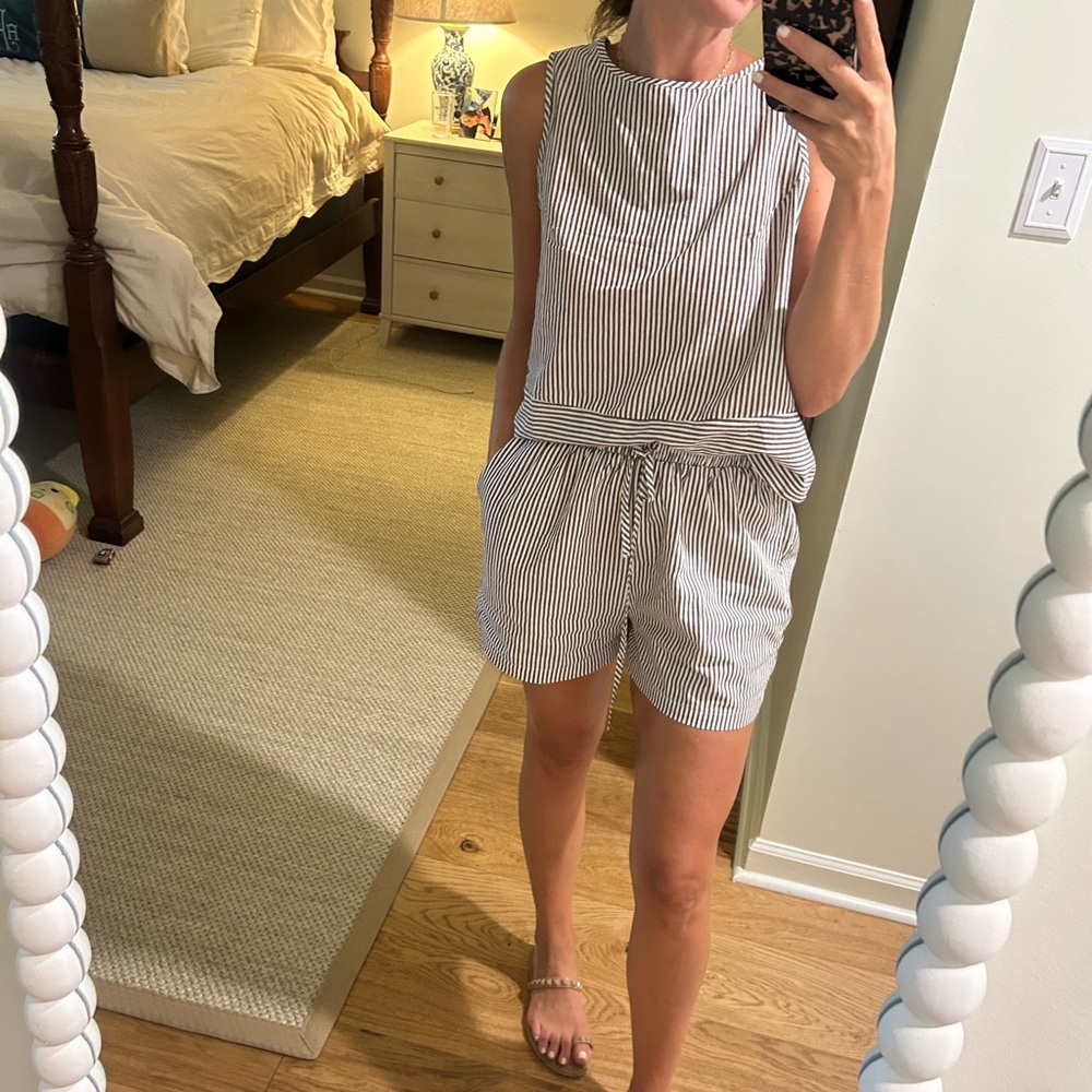 Striped Sleeveless Top and Shorts Set
